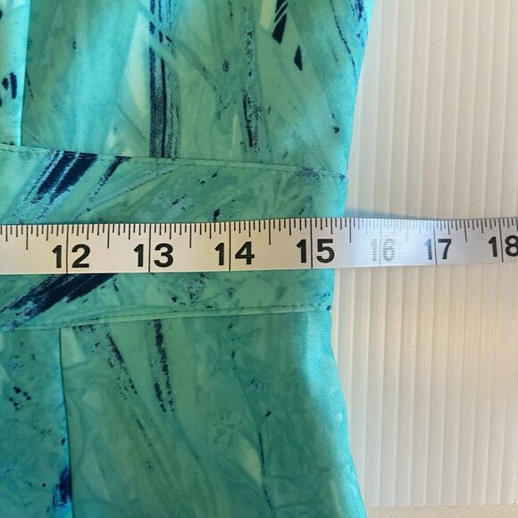 Spense Turquoise Blue Fit & Flare Dress Size 10 Sleeveless Tropical Hawaiian - Picture 11 of 12